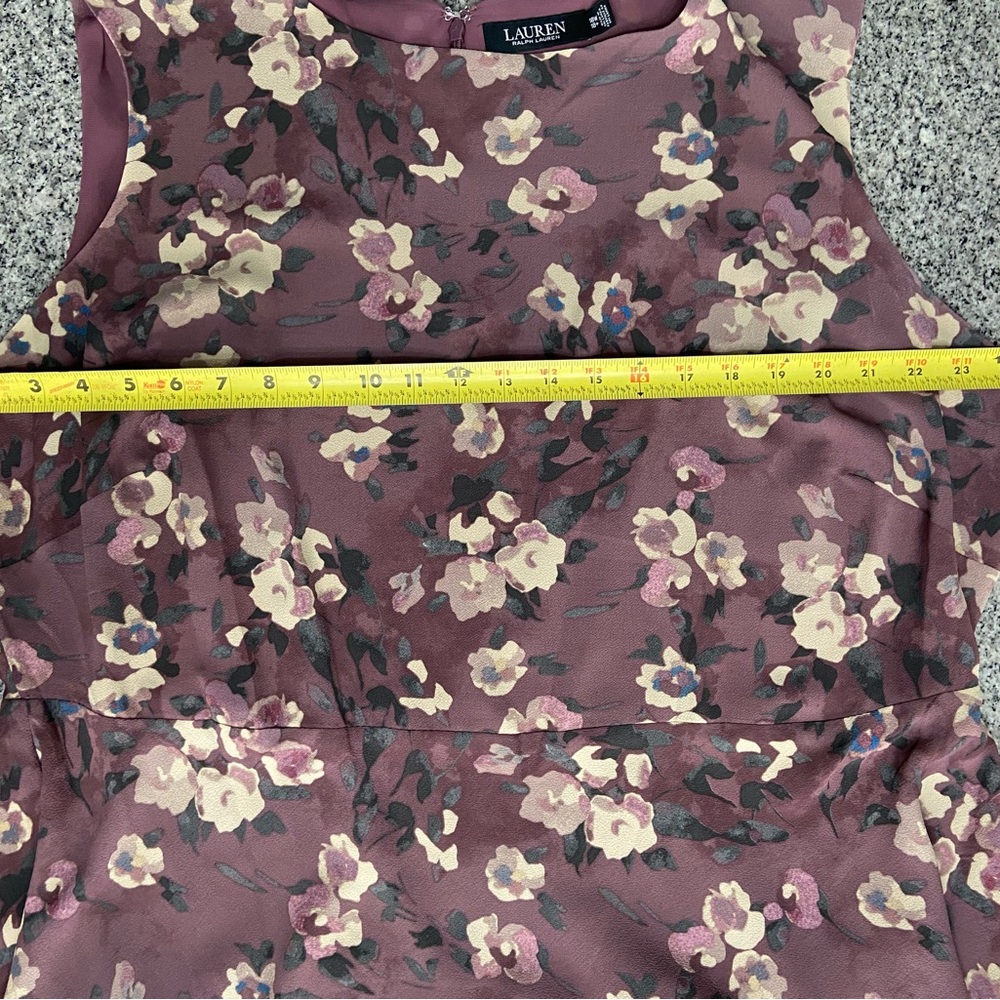 LAUREN Ralph Lauren Purple Floral Fit & Flare Midi Dress Womens 18W Classic - Picture 15 of 16